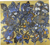 Fiori blu su sfondo oro / Blu flowers on gloden background